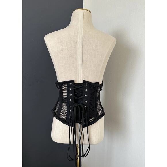 Alter Ego Lace Up Black Corset Waist Undercut Trainer Boned Mesh - Picture 4 of 11